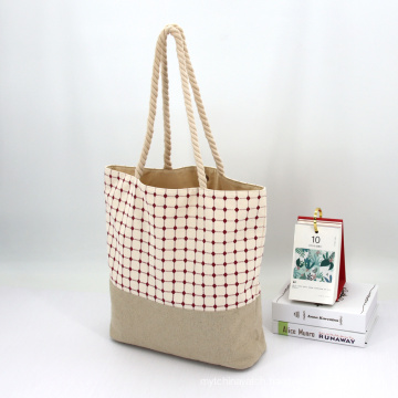 Custom Logo Biodegradable Cotton Linen Canvas Custom Shopping Bag Women Tote Bag